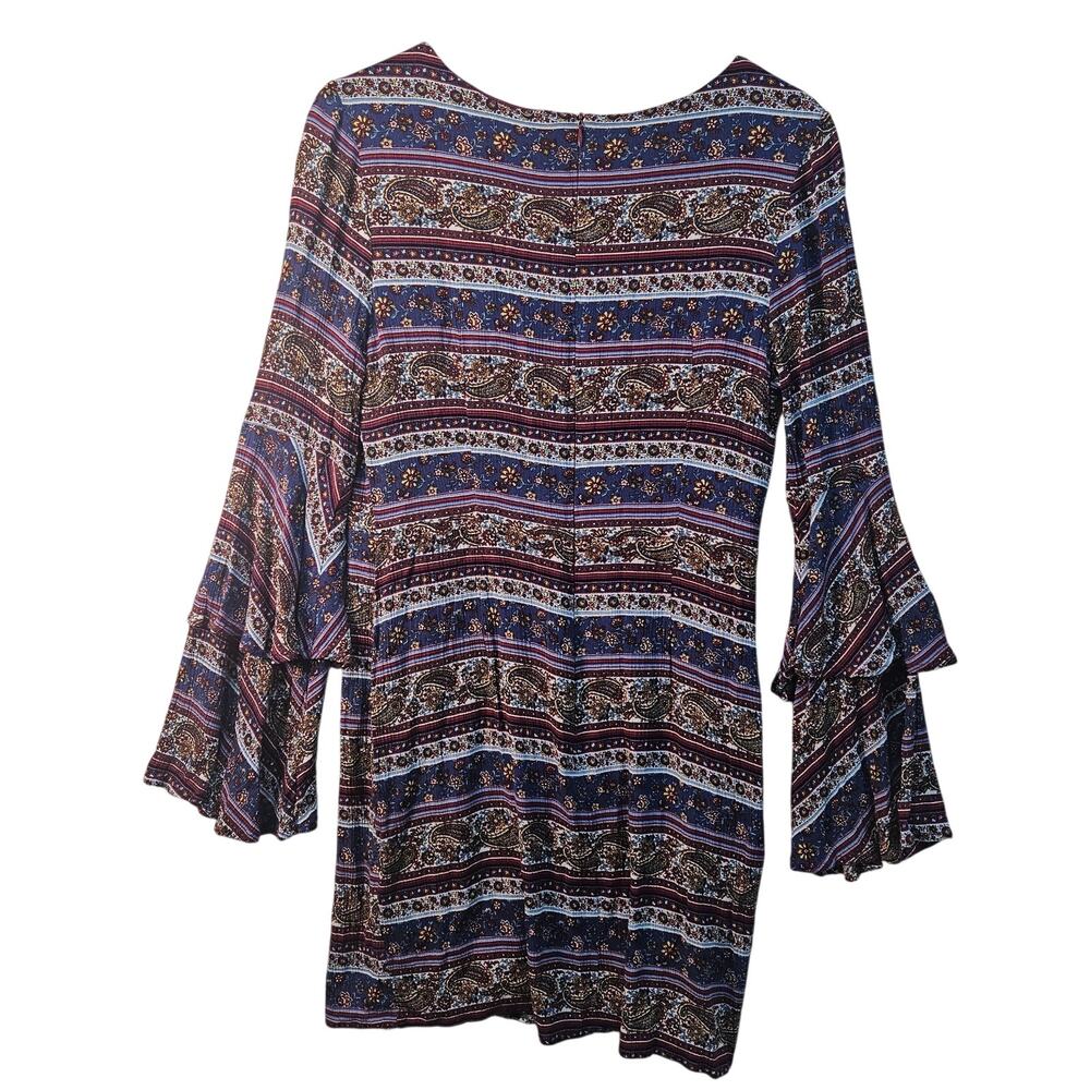 Altar'd State Burgundy Floral Paisley Dress Bell Sleeves Large Boho Career Retro - Picture 2 of 6